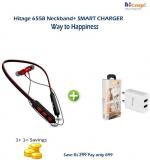 Hitage NBT 6858 + CHARGER COMBO LONG BATTERY Neckband Wireless With Mic Headphones/Earphones