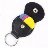 Leather & Metal Black Guitar Pick Holder Plectrum Case Bag Black Color Guitar Parts Accessories