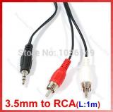 WowObjects 1Pc 3.5mm Jack To 2 RCA Audio Adapter Cable For Ipod MP3 1m