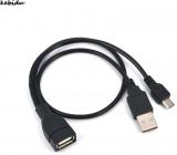 WowObjects 2 In 1 OTG A Male USB Cable For Charging Female To Micro USB With Power Adapter For Samsung For Nokia Phones