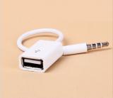 WowObjects 3.5mm Male AUX Jack Plug TO USB 2.0 Female Audio Converter Data Cable For Car Mp3