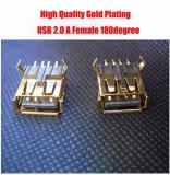 WowObjects 5pcs High Quality Gold Plating USB 2.0 A Female 180 Degree 4P 2.0 USB Connector Printer Interface