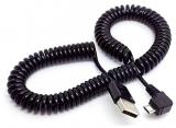 WowObjects 90 Degree Elbow USB 2.0 Micro Male To A Type Male Stretch Data Cable For SSD & Tablet & Cell Phone 300cm 1m 3m