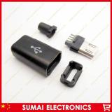 WowObjects Free Shipping 25sets/lot 4 In 1 Black DIY Micro USB Male Plug Mini Usb Port With Plastic Housing