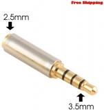 WowObjects Gold 3.5mm Male To 2.5mm Female Stereo Audio Headphone Jack Adapter Converter HDMI Cables Computers Switch Extender