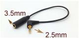 WowObjects Gold Planted 2.5mm Male To 3.5mm Female Adapter Cable Stereo Audio AUX Cord