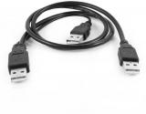 WowObjects USB 2.0 A To A 3A Male Y Splitter Data Power Cable 2.5Ft Black For PC