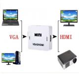 WowObjects VGA To HDMI Full HD Video 1080P Audio Converter Box Adapter For PC Laptop DVD TV