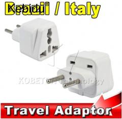 WowObjects Wall Charger EU AU US UK to Brazil Italy Plug Universal 2 Pin Round Household Travel Adapter AC Power Plug Converter