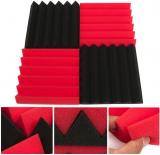 4 Pack 12 inchx12 inchx2 inch Red & Black Soundproofing Sound Absorbing Studio Foam Files