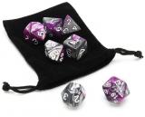 7Pcs Purple Gemini Acrylic Polyhedral Dice For Dungeons Dragons RPG RPG With Bag