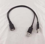 WowObjects 1pc USB 2.0 A 1 Female To 2 Male Y Splitter Data Charge Extension Cord Cable Power 33cm