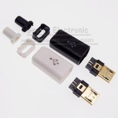 WowObjects 10set DIY 4 in 1 Gold plated Micro 5p USB Jack Male Plug with Plastic Shell