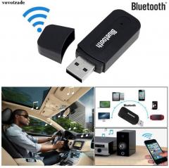 WowObjects 3.5mm Car Wireless USB Bluetooth Aux Audio Stereo Music Speaker Receiver Adapter Dongle+Mic For PC