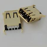 WowObjects 5pcs High Quality Gold Plating USB A Female Socket 180 Degree Black Glue