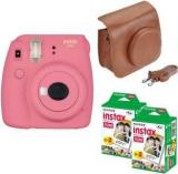 Fujifilm Mini 9 Flamingo Pink With Brown Case 40 Shots Instant Camera