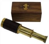 Kartique Antique Style 6 Inche Brass With Wooden Box Reflecting Telescope