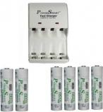 Power Smart Fast PS1002 Combo With 2 Set 2300maHx6 AA Ready To Use Cells Camera Battery Charger