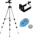 Retrack 3Way Head Adjustable Aluminum With Bracket, Bluetooth Shutter And Bag Tripod