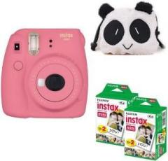 Fujifilm Mini 9 Flamingo Pink with panda Case and 40 Shots Instant Camera