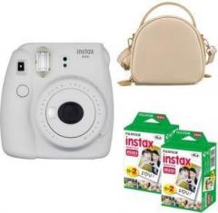 Fujifilm mini 9 Smokey White with rice white shell bag and 40 Shots Instant Camera