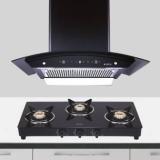 Elica COMBO KITCHENHOOD WDFL 606 HAC LTW MS NERO + COOKTOP 703 VETRO BLK Auto Clean Wall Mounted Black 1200 CMH Chimney