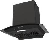 Eurodomo HOOD INDIGO IN HC SC FL BK 60 Auto Clean Curved Glass 60 Cm| Filterless|Heat Autoclean| Touch & Gesture Control|5 Years Motor Warranty|Powerful Suction | Low Noise Wall Mounted Black 1350 CMH Chimney