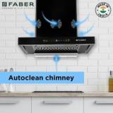 Faber HOOD BONITO 3D IND HC SC FL BK 60 Auto Clean T Shape 60 Cm| Touch & Gesture Control| Autoclean| Filterless|Powerful 3 Way Suction| Low Noise Wall Mounted BLACK 1250 CMH Chimney