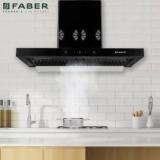 Faber HOOD BONITO 3D IND HC SC FL BK 90 Auto Clean T Shape 90 Cm| Touch & Gesture Control| Autoclean| Filterless|Powerful 3 Way Suction| Low Noise Wall Mounted Chimney