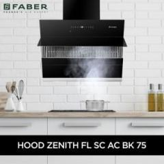 Faber HOOD ZENITH FL SC AC BK 75 Auto Clean Wall Mounted BLACK 1350 CMH Chimney