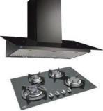 Glen Cooker Hood (Chimney) 6077 Black 1000BF 60 Cm LTW + BUILT IN HOB 1074 TR GLASS ( COMBOS ) Wall Mounted Chimney (Black, 1000 M3/hr)