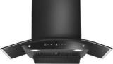 Hindware Amyra 75 Cm Auto Clean | Curved Glass | Filterless | Touch Control, Motion Sensor | Energy Efficient LED Light | Powerful Suction | Wall Mounted Black 1200 CMH Chimney