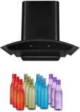 Hindware CHROMIA Black 60 Cm +12 Pcs Water Bottle Auto Clean Wall Mounted Chimney