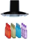 Hindware CHROMIA Black 90 + 12 Bottles Heavy Material Auto Clean Wall Mounted Chimney