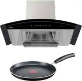 Hindware Oasis Inox 90 Cm Wall Mounted Chimney For Kitchen, Auto Clean With Motion Sensor Control Hood With Tefal Ceremony Non Stick Flat Tawa, 26 Cm (Inox) Auto Clean Wall Mounted Chimney