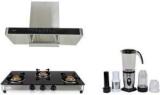 Kraft Italy COMBO SET OF CHIMNEY CYCLONE(90)|3 BURNER GAS STOVE|LOVID 20 MIXER JUICER Auto Clean Wall Mounted Chimney