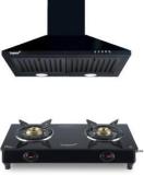 Livpure LIV AIRIS 60+LIV ZENO 2B COMBO Chimney & Cooktop Combo |Pyramid Shape + 2 Burner Cooktop | Baffle Filter | 5 Year Motor Warranty |Powerful Suction | Low Noise Wall Mounted Black 1000 CMH Chimney