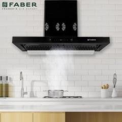 Faber HOOD BONITO 3D IND HC SC FL BK 90 Auto Clean T Shape 90 cm| Touch & Gesture Control| Autoclean| Filterless|Powerful 3 Way Suction| Low Noise Wall Mounted Chimney