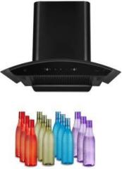 Hindware CHROMIA Black 60 Cm +12 pcs water bottle Auto Clean Wall Mounted Chimney