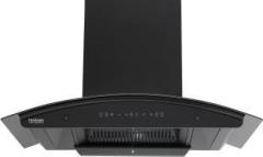 Hindware Zinnia Blk Autoclean 90 Auto Clean | Curved Glass | Filterless | Touch Control, Motion Sensor | Energy Efficient LED Light | Powerful Suction | Wall Mounted Black 1350 CMH Chimney