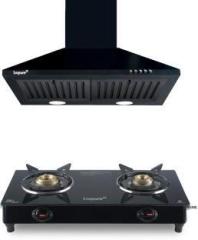 Livpure LIV AIRIS 60+LIV ZENO 2B COMBO Chimney & Cooktop Combo |Pyramid Shape + 2 Burner Cooktop | Baffle Filter | 5 Year Motor Warranty |Powerful Suction | Low Noise Wall Mounted Chimney