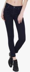 Devis Navy Blue Solid Mid Rise Skinny Jeans women