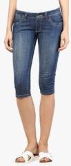 Upperclass Blue Solid Capri women