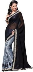 Fabdeal Black Embroidered Saree women