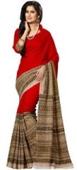 Fabdeal Red Printed Saree women