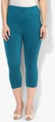 Mustard Aqua Blue Solid Capri women