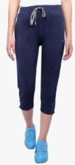 Neva Navy Blue Solid Capri women