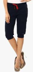 Softwear Navy Blue Solid Capri women