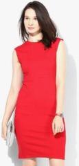 And Red Colored Solid Bodycon Dress women