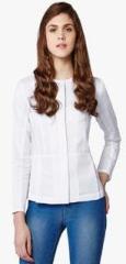 And White Solid Jacket women